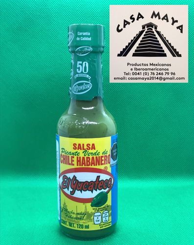 Salsa Habanero Verde "yucateco", botella 120ml.