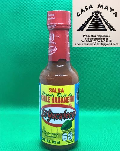 Salsa Habanero Roja "yucateco", botella 120ml.